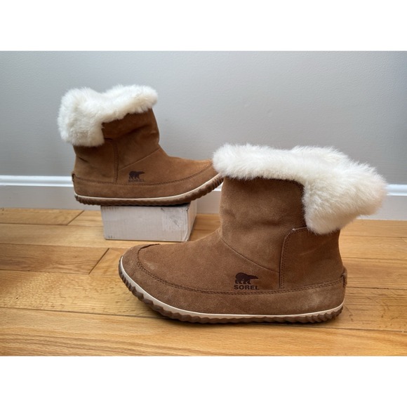 Sorel Shoes - Sorel Women's Out N About Suede Bootie-Sz 11- Elk Tan‎ Faux Fur  Water Resistant